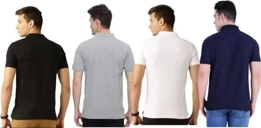 Men’s Cotton Solid Polo Neck T-Shirt – Half Sleeve, Regular Fit (Pack of 4, Multicolor)