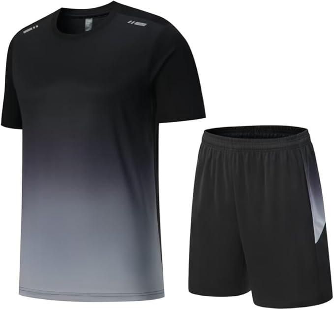 Men’s Slim Fit Jersey T-Shirt & Bottom Set – Polyester Activewear Combo (Black & Grey)