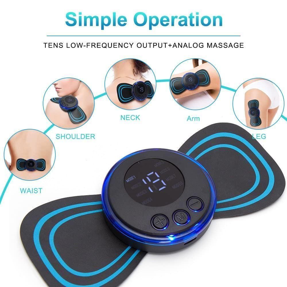 Rechargeable Mini Electric Massager with 8 Modes & 19 Intensity Levels – Pain Relief for Shoulder, Arms, Legs & Back (Unisex)
