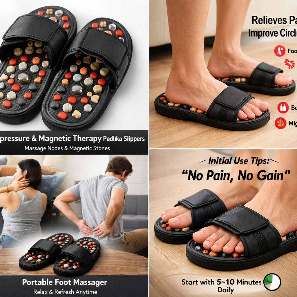 Acupressure & Magnetic Therapy Paduka Slippers – Foot Massager for Full Body Blood Circulation (Men & Women)