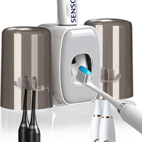 Tooth Brush Holders Set with Toothpaste Dispenser Wall Mounted