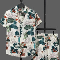 Men’s Casual Vacation Floral Co-ord Set – Slim Fit Printed Shirt & Shorts (2-Piece Set)