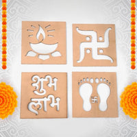 Wooden MDF Rangoli Stencil Set for Diwali Decoration – Reusable Festive Rangoli Designs (Pack of 5)