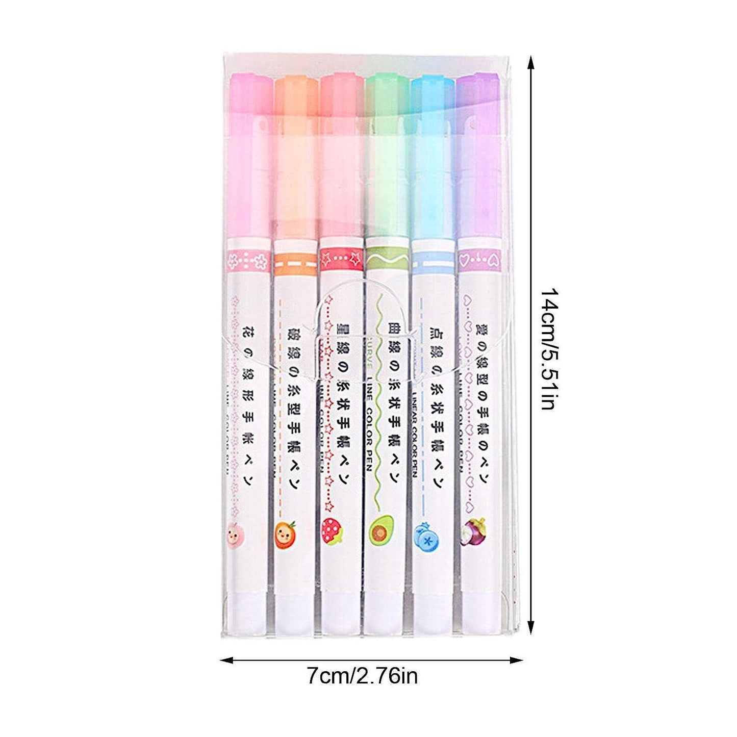 6-in-1 Curve Highlighter Roller Pens – Creative Color Markers for Art, Journaling & Kids (Set of 6)