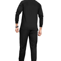 Men’s Solid Black Full Sleeve Track Suit – Polyester Blend Regular Fit Sportswear Set