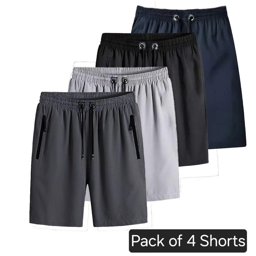 Men’s Stretchable Cotton Blend Shorts – Regular Fit Casual Wear (Pack of 4, Multicolor)