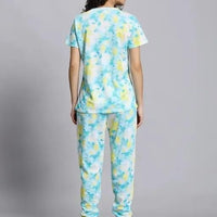 Women’s Casual Tie-Dye Print Night Suit – Comfortable Pyjama & T-Shirt