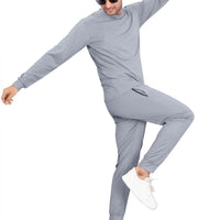 Men’s Solid Grey Full Sleeve Track Suit – Polyester Blend Regular Fit Sportswear Set