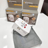 Worldwide Universal Travel Adapter with Dual USB Charging Ports – International Plug Converter (White)