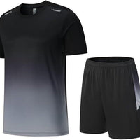 Men’s Slim Fit Jersey T-Shirt & Bottom Set – Polyester Activewear Combo (Black & Grey)