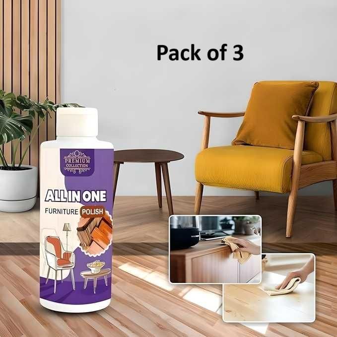 Polish Furniture Cleaner & Wood Shiner – Lemon Scented Floor & Cabinet Cleaner (100ML Each, Pack of 3)