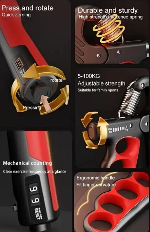 Hand Strengthener Adjustable Dynamometer – Finger & Grip Exerciser for Fitness, Therapy & Office Use