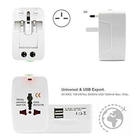 Worldwide Universal Travel Adapter with Dual USB Charging Ports – International Plug Converter (White)