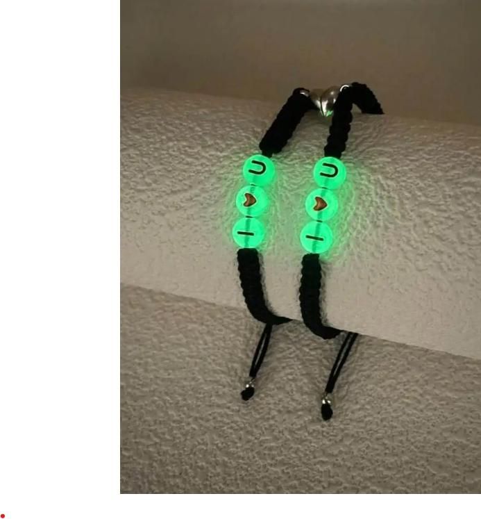 2pcs Couple Glow-in-the-Dark Bead Bracelets – Matching His & Hers Alloy Bracelets for Men & Women