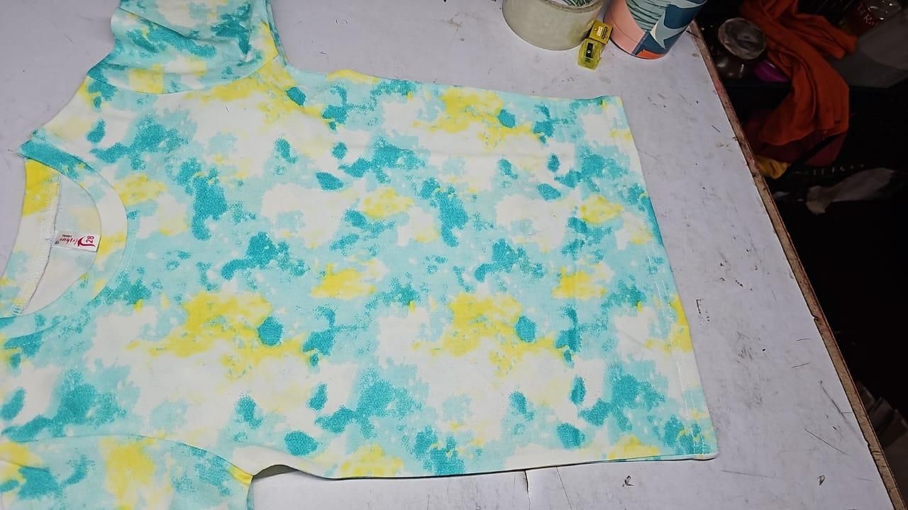 Women’s Casual Tie-Dye Print Night Suit – Comfortable Pyjama & T-Shirt