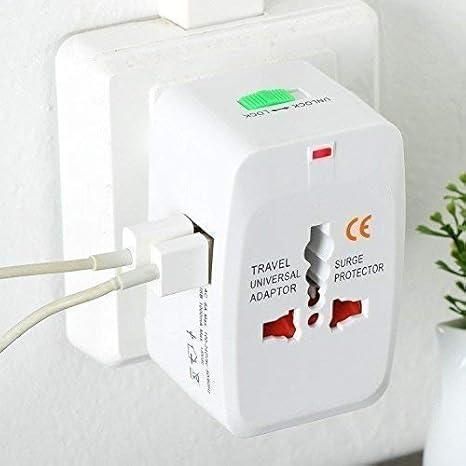 Worldwide Universal Travel Adapter with Dual USB Charging Ports – International Plug Converter (White)
