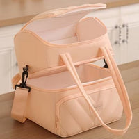 Fashion Double Layer Insulated Lunch Bag – Portable Thermal Food Storage Bag (Peach)
