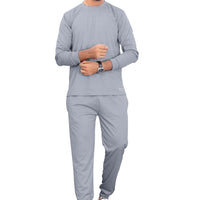 Men’s Solid Grey Full Sleeve Track Suit – Polyester Blend Regular Fit Sportswear Set