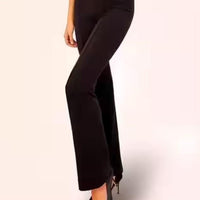 Women’s Non-Transparent Solid Pants with Elastic Waist – Regular Fit Classic Style (Pack of 2: Black & White)