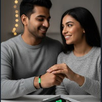 2pcs Couple Glow-in-the-Dark Bead Bracelets – Matching His & Hers Alloy Bracelets for Men & Women
