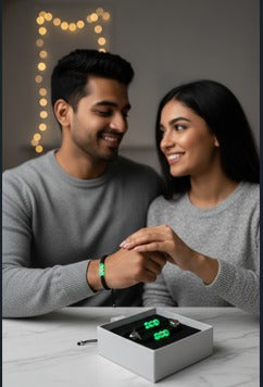 2pcs Couple Glow-in-the-Dark Bead Bracelets – Matching His & Hers Alloy Bracelets for Men & Women