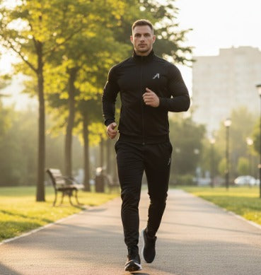 Men’s Solid Black Full Sleeve Track Suit – Polyester Blend Regular Fit Sportswear Set